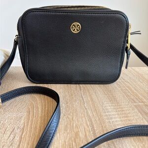 Tory Burch Black Pebbled Leather Crossbody Bag
